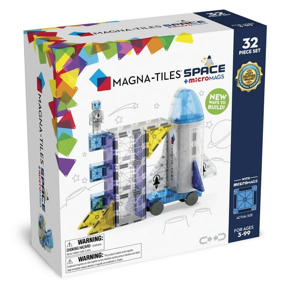 MAGNA-TILES Space 32-Piece Magnetic Construction Set, the Original Magnetic Building Brand