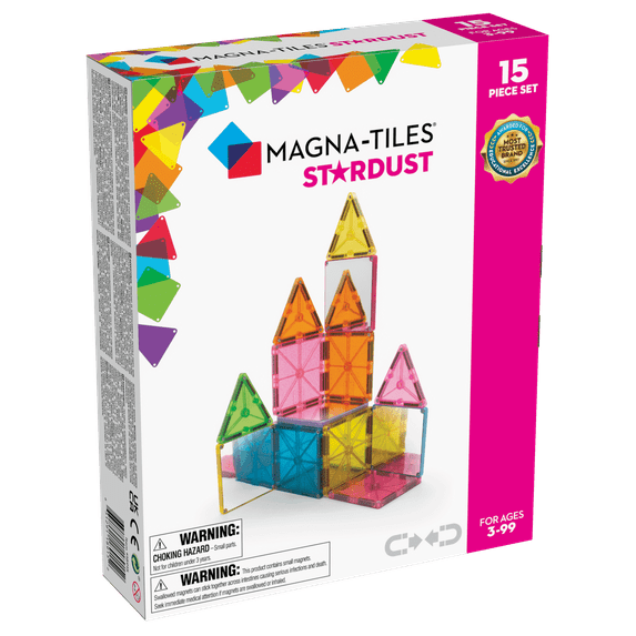 MAGNA-TILES Stardust 15-Piece Magnetic Construction Set – The ORIGINAL Magnetic Building Brand