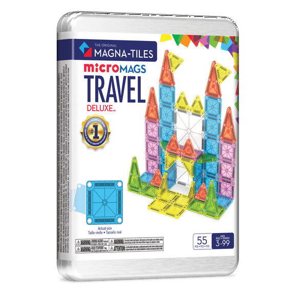 MAGNA-TILES® microMAGS Travel Set Deluxe 55-Piece Magnetic Construction Set, The Original Magnetic Building Brand
