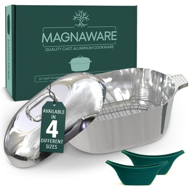 MAGNAWARE 10 Quart Cast Aluminum Oval Dutch Oven - Lightweight Cajun Cookware (15 inch)