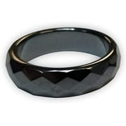MAGNEHEALTH Hematite Rings - Beveled Magnetic Band Ring for Men and Women Size 13, Unisex Black Hematite Magnetic Ring, Absorbs Negative Energy Anxiety, Balance and Root Chakra Jewelry