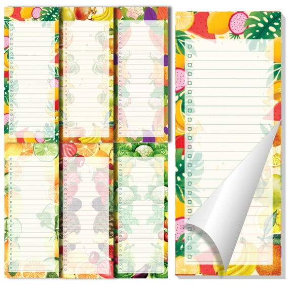 MAGNETIC BACK NOTEPADS (6 PACK) FOR SHOPPING LISTS, TO-DO LISTS, GROCERY LISTS, MEMOS ETC. 60 SHEETS PER PAD