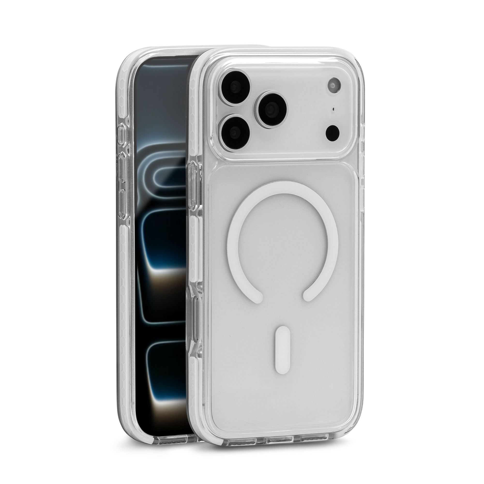 iHome Magnetic Velo Phone Case for iPhone 18 Pro/ 17 Pro- White/Clear