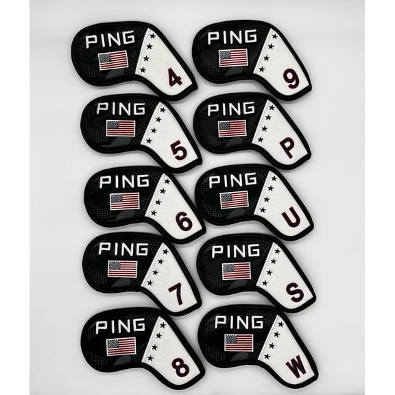 [MAGNETIC] PING USA Iron Head Cover 10 Pcs 4-P, U, S, W (Black & White)