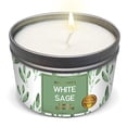 thumbnail image 1 of MAGNIFICENT101New Style Pure White Sage Smudge Candle for House Energy Cleansing, Banishes Negative Energy I Purification and Chakra Healing - Natural Soy Wax Tin Candle (Pure White Sage, 6 oz), 1 of 3