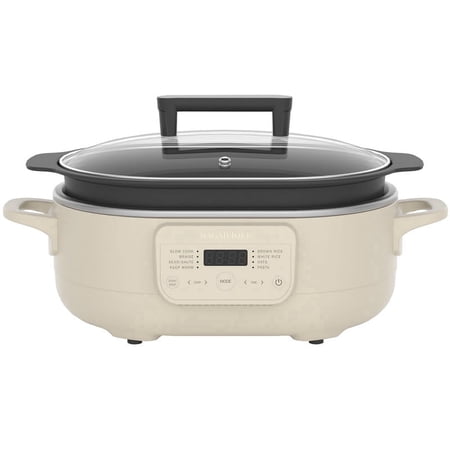 MAGNIFIQUE 6 Quart Multi-Cooker, with 8-in-1 Programmable Slow Cooker Cream