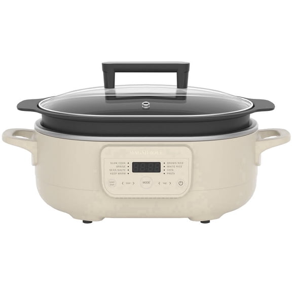MAGNIFIQUE 6 Quart Multi-Cooker, with 8-in-1 Programmable Slow Cooker Cream