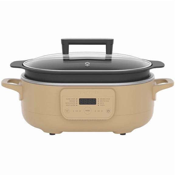 MAGNIFIQUE 6 Quart Multi-Cooker, with 8-in-1 Programmable Slow Cooker Tan