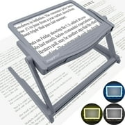 MAGNIPROS 5X Large LED Full Page Magnifying Glass with Collapsible Hands-Free Stand & 3 Color Modes to Reduce Eye Strain, Ideal for Reading Small Prints, Crafting, Low Vision & Seniors