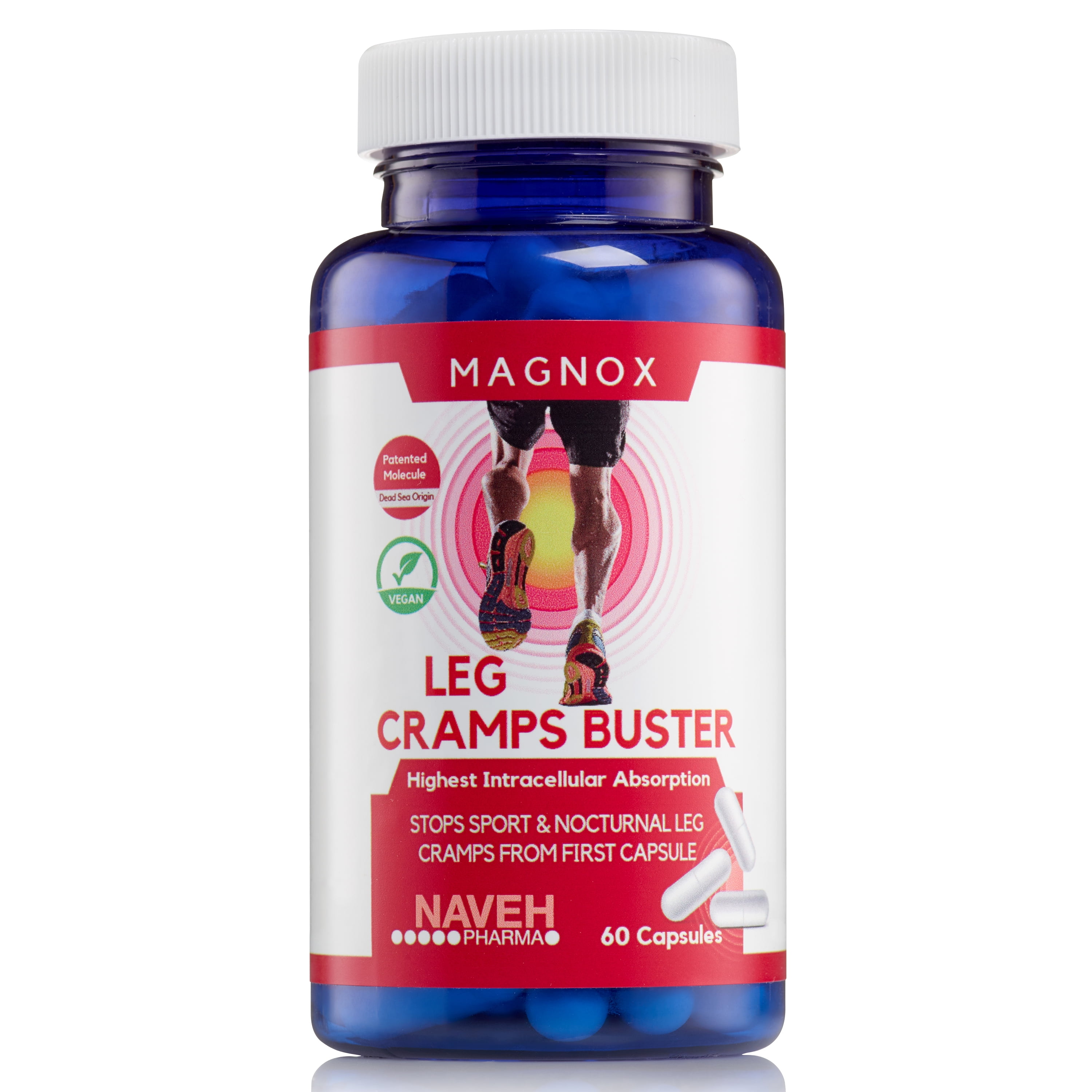 MAGNOX Leg Cramps Buster, High Absorption Magnesium 380mg, 60 Capsules
