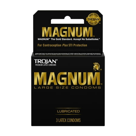 MAGNUM Large Size Premium Lubricated Condoms, 3 Count