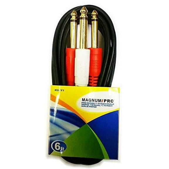 MAGNUM PRO MDJY1 PRO Series 6ft 1/4 Inch Mono Male Plug to Dual 1/4 Inch Mono Male Plug Cable
