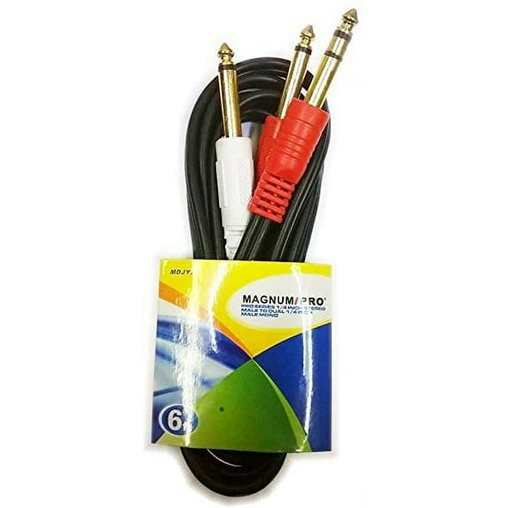 MAGNUM PRO MDJY2 PRO Series 6ft 1/4 Inch Stereo Male Plug to Dual 1/4 Inch Mono Male Plug Cable