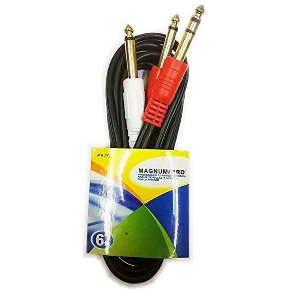MAGNUM PRO MDJY2 PRO Series 6ft 1/4 Inch Stereo Male Plug to Dual 1/4 Inch Mono Male Plug Cable