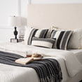 thumbnail image 1 of MAGOLIFE Set of 2 Indoor 18x18 In Black&White&Gray Soft Stripes Wool Farmhouse Decorative Throw Pillow Cover Boho Accent Neutral Textured Cushion Pillow Case for Living Room Couch Bed Sofa, 1 of 10