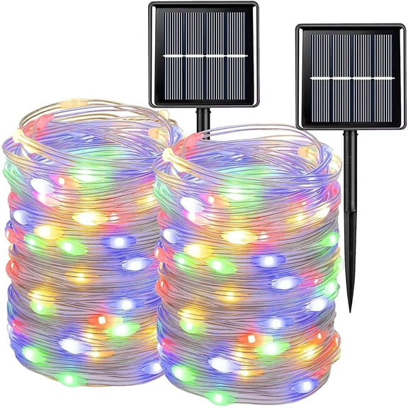 Magotan Solar Christmas Lights 2 Pack 72 Ft 200 LED Outdoor Waterproof Solar String Lights Garden Patio Christmas Decorations, Multicolor