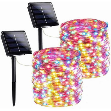 MAGOTAN Solar String Lights,2-Pack Each 72FT 200 LED Copper  Wire Solar Fairy Lights,Waterproof Solar Christmas Lights with 8 Lighting Modes for  Tree Garden Patio Wedding Xmas Party , Multicolour