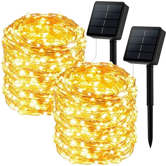 Magotan Solar Christmas Lights, 2 Pack 72ft 200 LED Solar Fairy Lights Outdoor Waterproof Garden Patio Wedding Christmas Decorations, Warm White