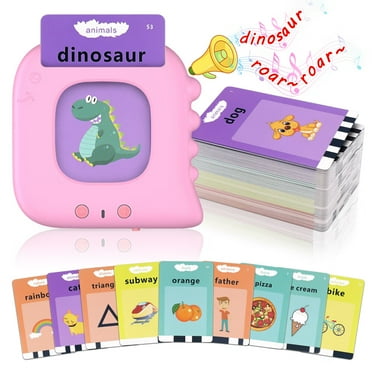 MAGOTAN Dinosaur Talking Flash Cards Toddler Toys 112 Cards 224 Sides Learning Toys for 1-6 Years Old Boys Girls Kids Birthday Gift, Pink