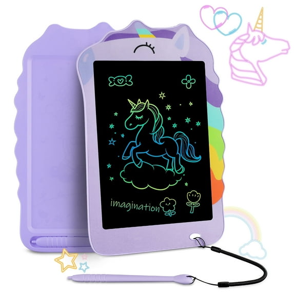 MAGOTAN 8.5 Inch Unicorn Drawing Tablet for Kids Toddler Drawing Doodle Pad Educational Toys Boys Girls Birthday Gifts, Purple