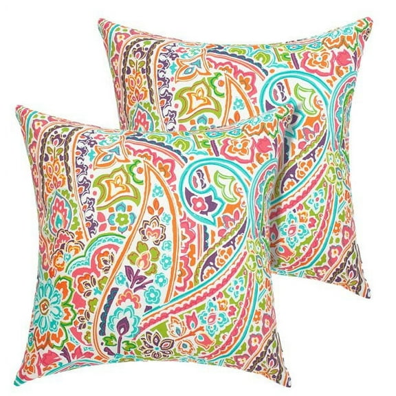 MAGPIE Set of 2 Throw Pillow Covers - 18"x 18" Pillow Cover Waterproof Decorative PillowCase Made of Polyester for Garden Sofa Living Room Bed Car(Melora Paisley)