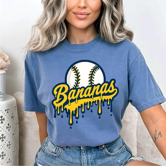 MAGSHIRT Funny Banana Baseball T-Shirt: Sports Team Mascot, Hip Hop Style, White L