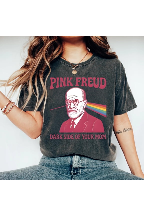 Pink Freud The Dark Side Of Your Mom Shirt - Sigmund Freud Psychiatry Lovers Musician Tee, Dark Heather S