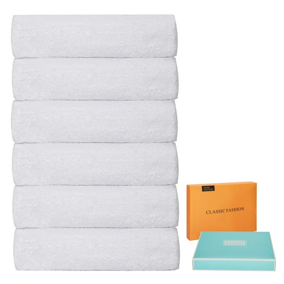 MAGULA Towels 6 Piece Hand Towels Set with Gift Box,Hand Towels on Clearance,14" x 30",650 GSM,100% Cotton Hand Towels for Bathroom,Ultra Soft and High Absorption,White