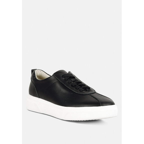 MAGULL Solid Lace Up Leather Sneakers