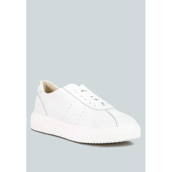 MAGULL Solid Lace Up Leather Sneakers