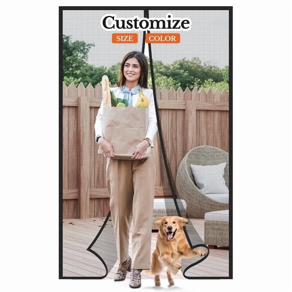 MAGZO Customized Magnetic Screen Door with Width Between 40.01" to 50", Custom Reinforced Polyester Net Curtain for Back Walk Through Door