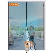 MAGZO Magnetic Screen Door Fit Door Size 72 x 80 Inch, Screen Size 74" x 81" French Door Screen with Full Frame Hook&Loop Black