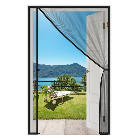 MAGZO Magnetic Screen Door, Fits 36'' x 82'' Door(Mesh Size 38'' x 83''), Left Right Side Opening, Scratch-Proof Polyester, Pet Friendly, Self-Sealing, Heavy Duty, Keep Annoying Creatures Out, Grey