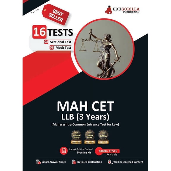 MAH CET LLB 3 Years Exam Prep Book 2025 - 8 Full Length Mock Tests and 8 Sectional Tests (1500 Solved Objective Question, (Paperback)