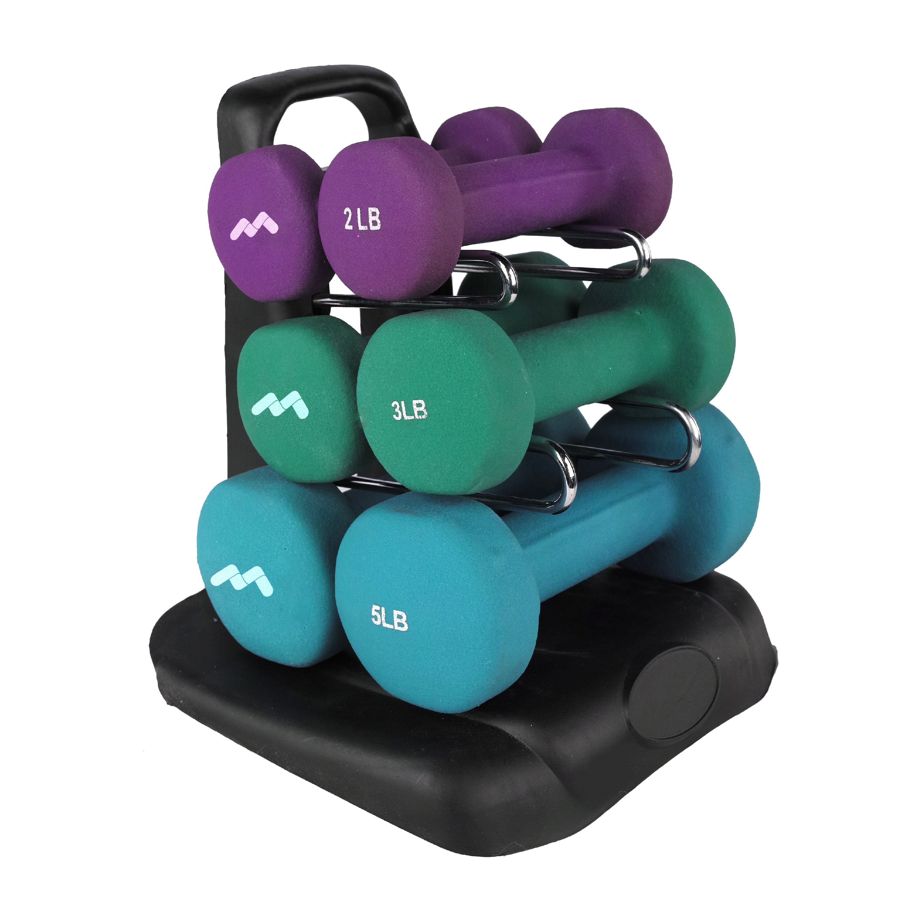 Maha fitness dumbbell set with stand clearance