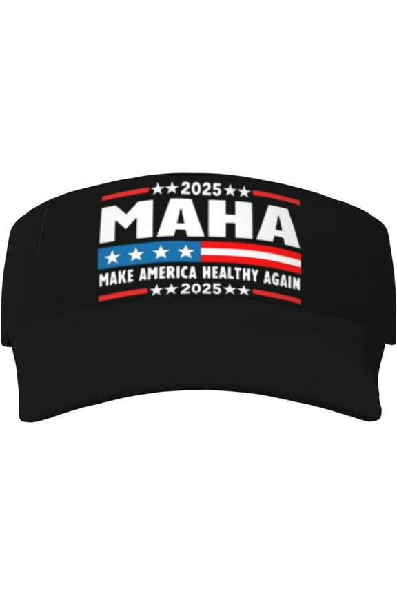MAHA Make America Healthy Again 2025 Visor Cap Adjustable Uv Protection Sun Visor Hats Empty Top Baseball Hat for Women and Men Black