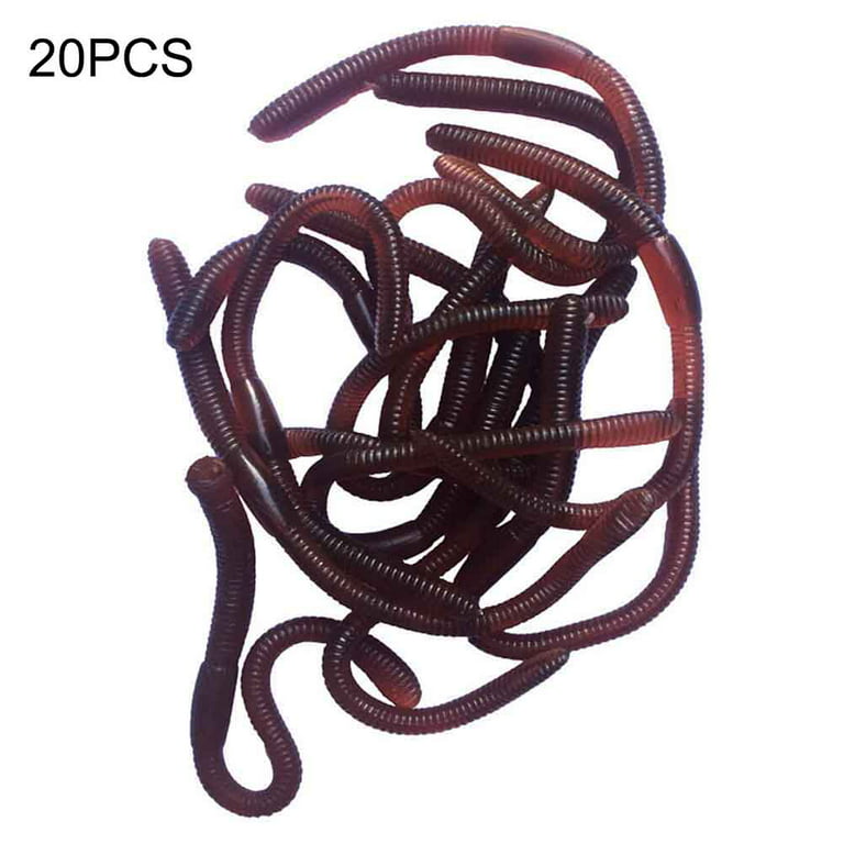 MAHAQI 20 Pcs Simulation Earthworm Plastic Lifelike Worm Soft Stretchy  Rubber Earthworms Trick Toy for Halloween Party