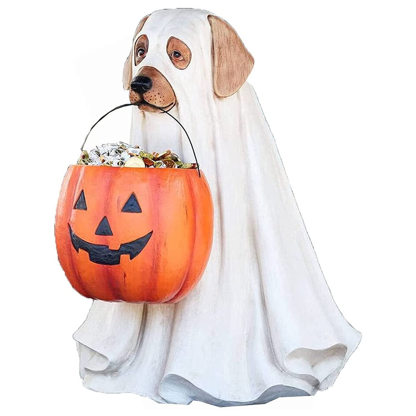 MAHAQI Halloween Candy Bowl Holder Ghost Trick Or Treat Resin Party Ornaments Easy To Assemble Decorations Gifts Dog