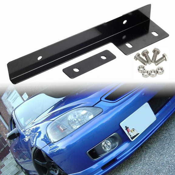 MAHAWK JDM Universal Black Front Bumper License Plate Mount Bracket Aluminum Relocator Holder