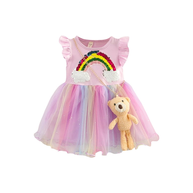 Robe Princesse Fille Tulle Arc en Ciel