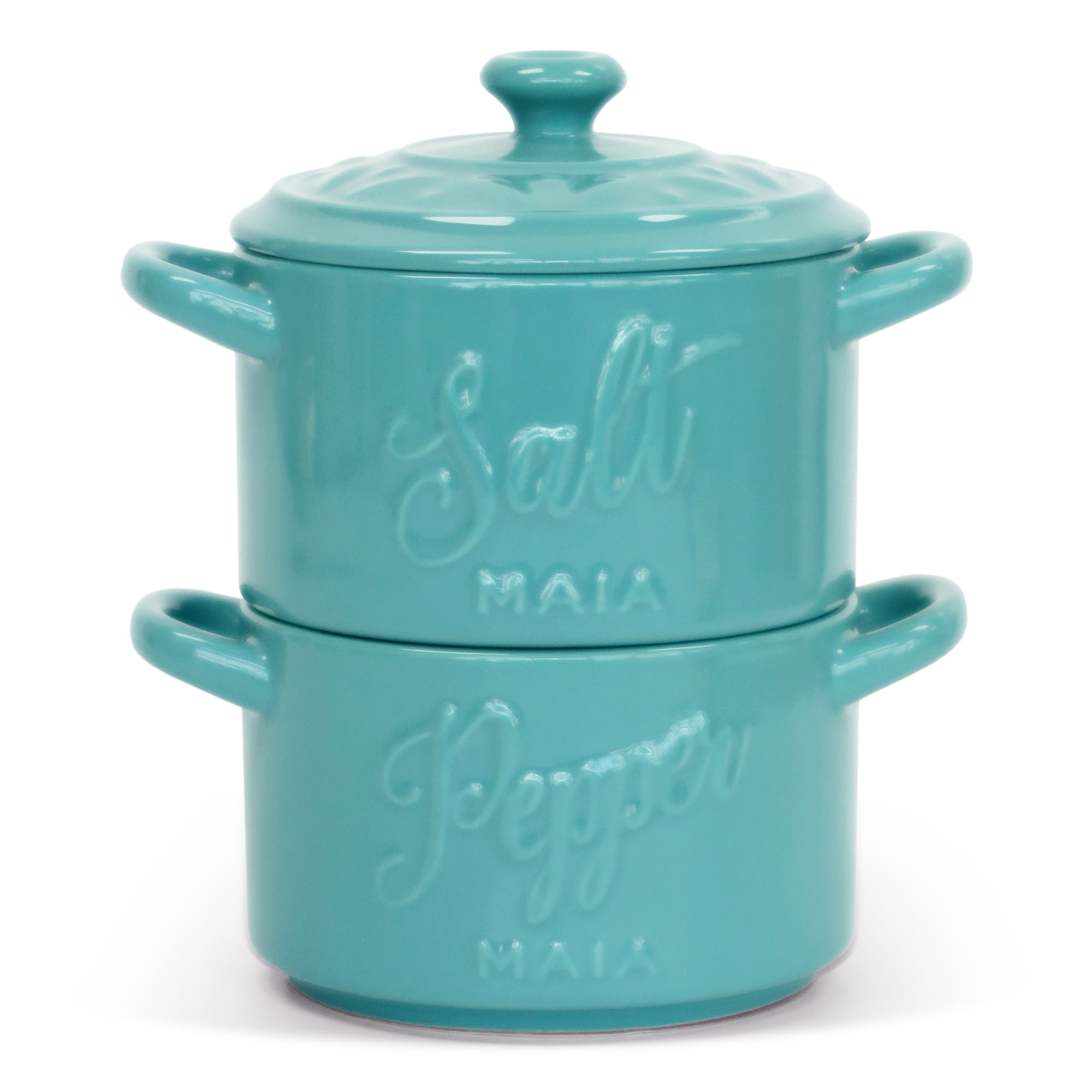 MAIA Ceramic Salt and Pepper Shakers Set Salt Container 18 oz Spice Jar