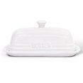 thumbnail image 1 of MAIA Ceramic butter dish with lid for countertop 4” x 8” butter keeper container white butter holder for butter spreader on kitchen countertop ceramic butter dishes storage container with lid, 1 of 7