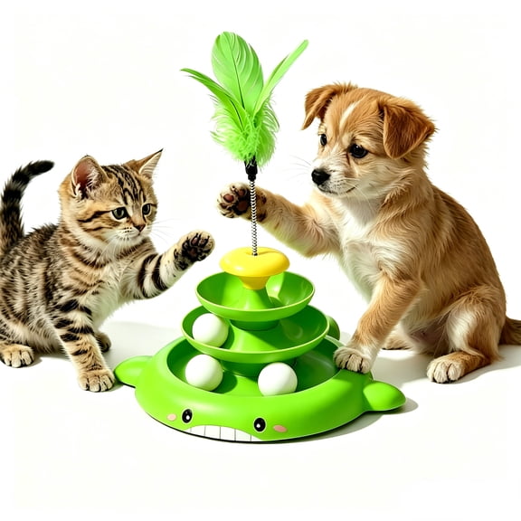 MAICHUNNN Interactive Cat Track Tower Toy with Detachable Pet Tracks Teaser Feather Puzzle Exercise for Indoor Cats and Dogs