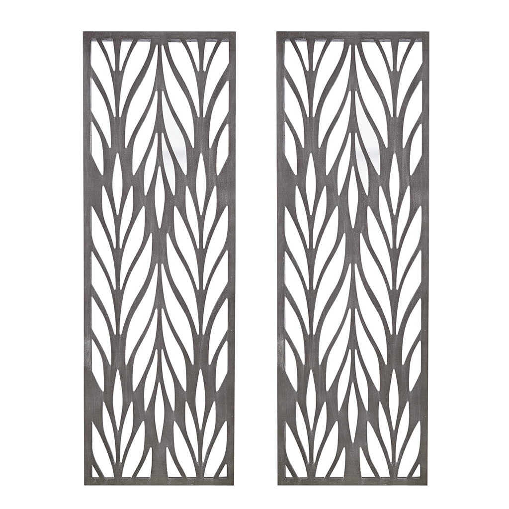 Florian Gray Botanical Laser Cut Wood 2-Piece Wall Panel Set