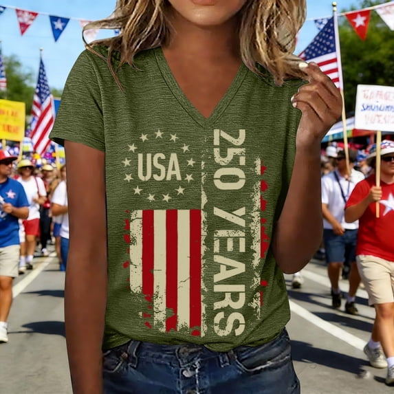 MAIHAN 250 Years America Shirt Women 4th Of July Shirt 4th Of July Crew Neck T-Shirts Shirt Summer Baggy Tops Patriotic Freedom Semiquincentennial Shirt for 250th Year