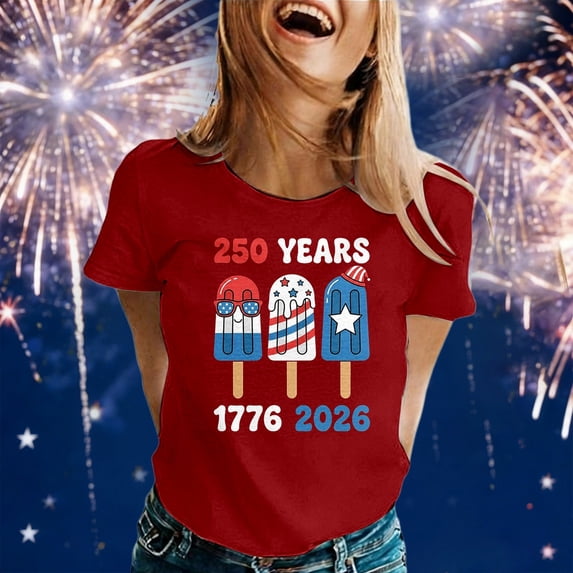 MAIHAN 250 Years Tshirt Women Patriotic Shirt 4th Of July Tee Tops Plus Size American Flag Shirts Short Sleeve Spring Summer Tops Plus Size T Shirts for Women