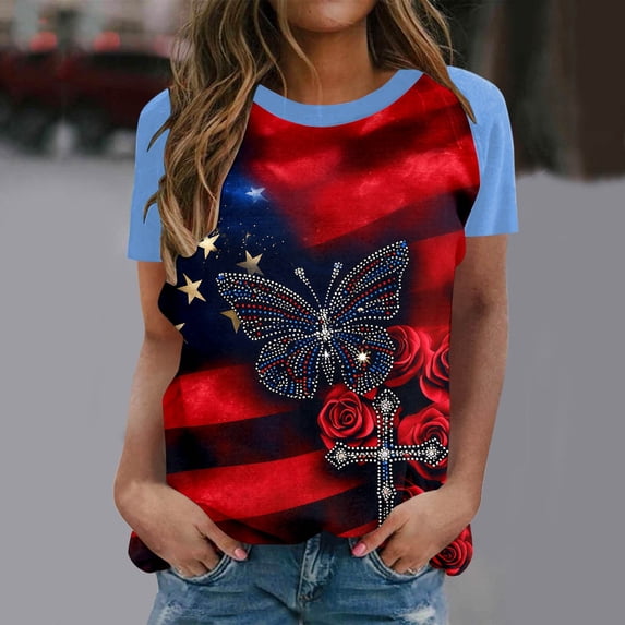 MAIHAN 250th Anniversary T-Shirt American Flag Shirts 250 Years Independence Tee Crew Neck Short Sleeve Summer T-Shirt Plus Size T Shirts for Women