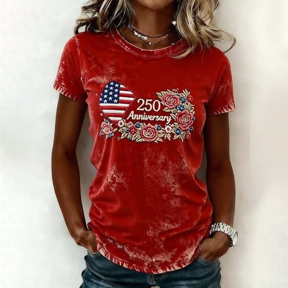 MAIHAN 250th Anniversary Usa Shirt Patriotic Shirt 4th Of July Tee Tops Plus Size American Flag Shirts Womens Summer Tops Independence Day Tops