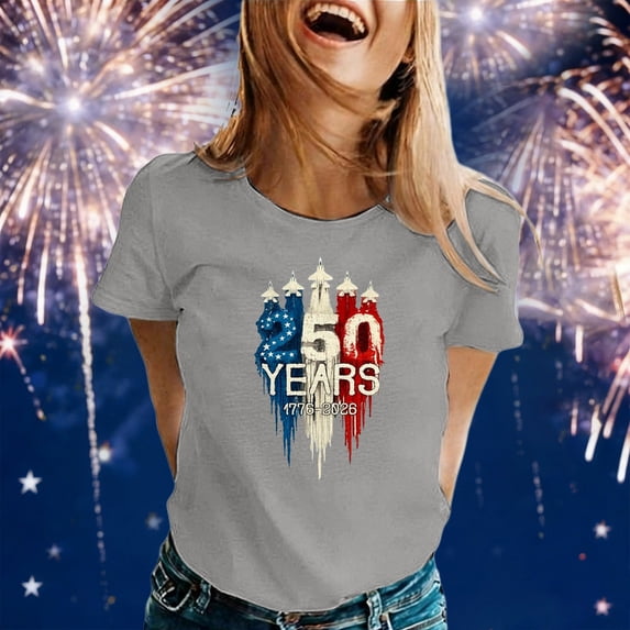 MAIHAN 250th Anniversary Usa Shirt Women Patriotic T-Shirt 4th Of July Crew Neck T-Shirts Shirt Summer Baggy Tops Casual Short Sleeve Tee Tops