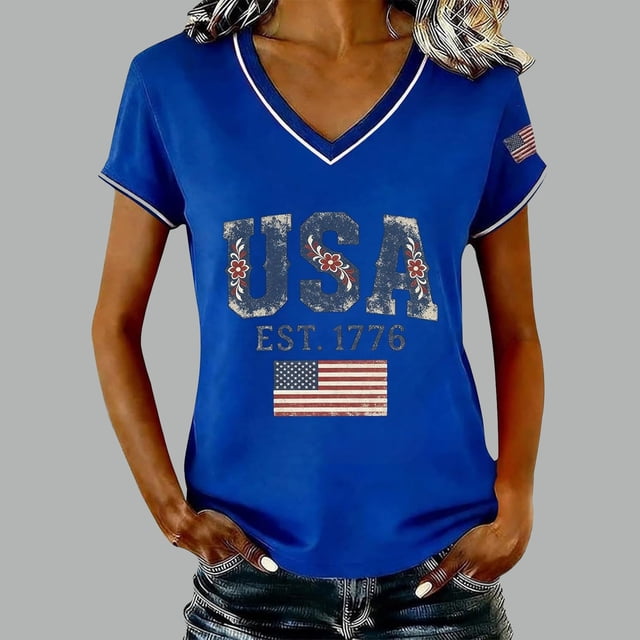 MAIHAN 250th Anniversary Usa Women 4th Of July Shirt Plus Size American Flag Shirts Summer Baggy Tops American Birthday Shirts Tops